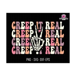 Creep It Real Svg, Retro Vintage Halloween Svg, Halloween Design, Skeleton Hand Svg, Instant Download, Skeleton Svg, Cricut Svg
