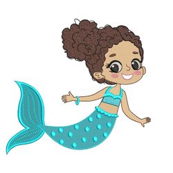 Mermaid Embroidery Design, Princess Embroidery File, 3 sizes, Instant Download