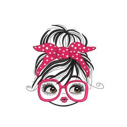 Girl with Glasses Embroidery Design, 4 sizes, Instant download