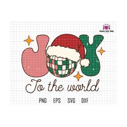 Joy To The World Svg, Merry Christmas Svg, Retro Christmas Svg, Hello Christmas Svg, Trendy Xmas Svg, Santa Hat Svg, Christmas Clip Art