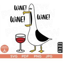 Wine! Wine! Seagull SVG, Finding Nemo SVG, Disneyland Ears clipart SVG, Vector in Svg Png Jpg Pdf format instant download, Cut file Cricut