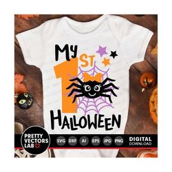 my 1st halloween svg, baby girl halloween svg, dxf, eps, png, cute spider svg, spooky svg, girls clipart, kids cut files