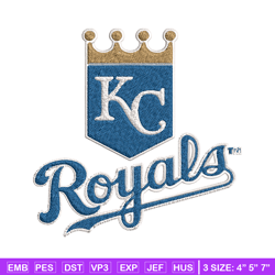 Kansas City Royals logo Embroidery, MLB Embroidery, Sport embroidery, Logo Embroidery, MLB Embroidery design