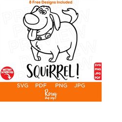 Squirrel! Svg, Dug Dog SVG SVG, Disneyland Ears SVG, files for cricut, instant download, Cricut, clip art and image files, Cricut