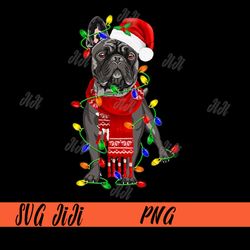Funny French Bulldog Dog Tree Christmas PNG, Christmas Lights Dog PNG, Xmas Dog PNG