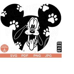Pluto Vector Svg, Pluto Ears SVG Dog png, Disneyland ears svg clipart SVG, cut file layered by color, Silhouette, Cricut design