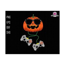 Pumpkin Controller Svg, Controller Gamer, Funny Pumpkin Svg, Retro Halloween, Instant Download, Spooky Season, Fall Halloween, Smile Face
