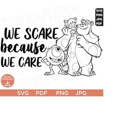 We Scare Because We Care Monsters Inc SVG Ears, Mike Wazowski Disneyland Ears Clipart, Cut File Layered Color, Cut file Cricut, Silhouette