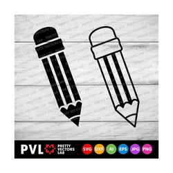 Pencil Svg, Teacher Svg, School Svg, Pencils Svg, Dxf, Eps, Png, Pencil Outline Clip Art, Cute Pencil Design, Silhouette