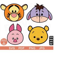 Cute Bundle Svg, Winnie the Pooh SVG, Pooh Svg, Piglet Svg, Tigger Svg, Eeyore Svg, Clipart Disneyland ears Svg Cut file Cricut, Silhouette