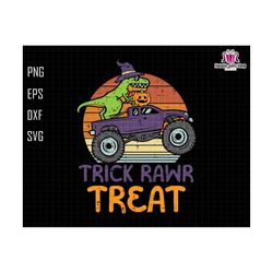 Trick Rawr Treat Svg, Halloween Truck Svg, Dinosaur Halloween, Pumpkin Spooky Svg, Halloween Costume, Halloween Gifts, Digital File Svg