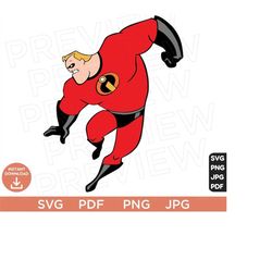 Mr. Incredible SVG, Bob Parr The incredibles SVG Disneyland Ears Clipart Layered By Color Svg clipart SVG, Cut file Cricut, Silhouette
