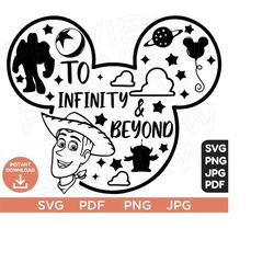 To Infinity And Beyond Svg, Woody Toy Story svg Ears svg png clipart, cricut design Svg Pdf Jpg Png, Cut file Cricut, Silhouette