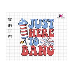 Just Here To Bang Svg, Retro 4th of July Svg, Firecracker Svg, Fireworks Svg, USA Svg, Patriotic Svg, American Vibes, Party In USA Svg