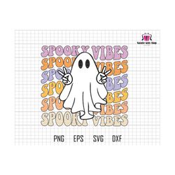 Spooky Vibes Svg, Retro Halloween Svg, Digital Download Png, Halloween Png, Spooky Vibes Png, Spooky Season Svg, Cute Ghost Svg