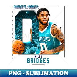 Miles Bridges Basketball Edit Hornets - Retro PNG Sublimation Digital Download - Instantly Transform Your Sublimation Projects