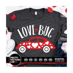 Love Bug Svg, Valentine's Day Cut Files, Vintage Car with Hearts Svg, Love Car Svg Dxf Eps Png, Kids Svg, Retro Car Svg,