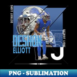 DeShon Elliott football Paper Poster Lions 4 - PNG Sublimation Digital Download - Create with Confidence