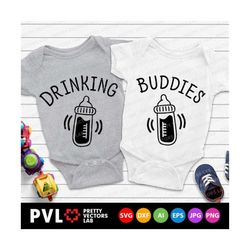 Drinking Buddies Svg, Twins Svg, Babies Cut Files, Funny Quote Svg Dxf Eps Png, Matching Shirts Svg, Milk Bottles Clipar