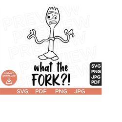 what the fork?! svg, forky toy story svg ears svg png clipart, cricut design svg pdf jpg png, cut file cricut, silhouette
