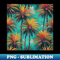 monets tropical escape vivid palm trees pattern - high-quality png sublimation download - instantly transform your sublimation projects