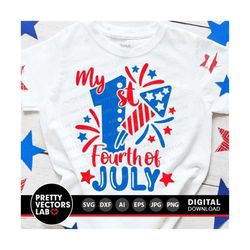 My 1st 4th of July Svg, My First Fourth of July Svg, Baby Cut Files, Kids Patriotic Svg, Dxf, Eps, Png, Fireworks Clipar