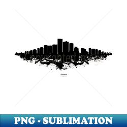 Phoenix City Skyline - Watercolor Black White background - Vintage Sublimation PNG Download - Bring Your Designs to Life