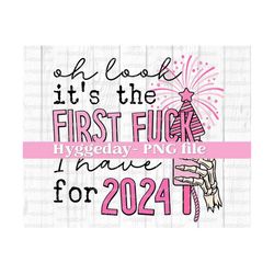 First F*ck I have for 2024 PNG, Digital Download, Sublimation, Sublimate, new year, funny, end of year, firework, party, skull, skeleton,
