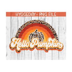 Hello Pumpkin PNG, fall, autumn, halloween, thanksgiving, retro, Sublimation Download,