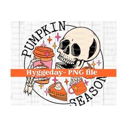 Pumpkin Season PNG, Digital Download, Sublimation, Sublimate, cute, retro, fall, autumn, basic, skull, skeleton,
