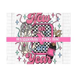 New Year On PNG, Digital Download, Sublimation, Sublimate, retro, light switch, overstimulated, disco ball, party, 2024, skellie, skeleton,