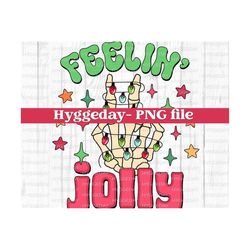Feelin' Jolly PNG, Digital Download, Sublimation, Sublimate, Christmas Lights, light switch, skull, skellie, skeleton, hand, peace,
