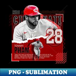 Tommy Pham Baseball Paper Poster Reds - Unique Sublimation PNG Download - Perfect for Personalization