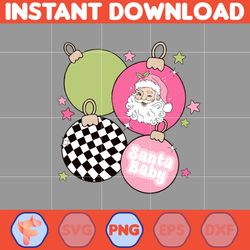 Retro Christmas Png, Pink Christmas Png, Groovy Christmas Png, Christmas