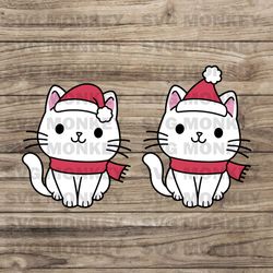 Christmas cat SVG Cat with Santa Hat cut file Meow Christmas Cute Funny kitty Holidays shirt Baby  SVG EPS DXF PNG