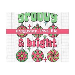 groovy and bright png, digital download, sublimation, sublimate, holidays, baubles, balls, ornament, checker, christmas tree, retro