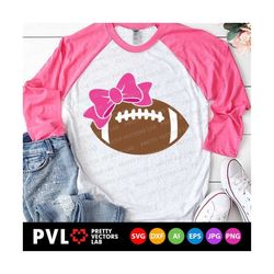 Football with Bow Svg, Football Svg, Kids Cut Files, Girls Svg Dxf Eps Png, Cheer Sister Shirt Design, Game Day Clipart,