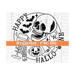 Happy Hallo Wine PNG, Digital Download, Sublimation, Sublimate, Halloween, skull, skeleton, mama, funny, booze, alcohol, spooky, one color