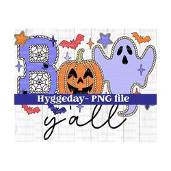 Boo Y'all PNG, Digital Download, Sublimation, Sublimate, Halloween, cute, retro, western, country, cowboy, boys, fall, pumpkin, ghost