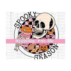 Spooky Season PNG, Digital Download, Sublimation, Sublimate, Halloween, skull, skellie, skeleton, witch, coffee, caffeine, pumpkin, checker