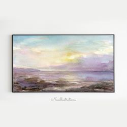 Samsung Frame TV Art Sunset Dust Twilight Sky Seascape Ocean Watercolor, Downloadable Digital Download Art