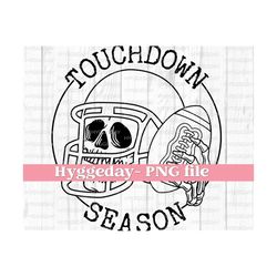 Touchdown Season PNG, Digital download, Sublimate, Sublimation, Football, Game Day, fall, autumn, spirit, skull, skeleton, one color,