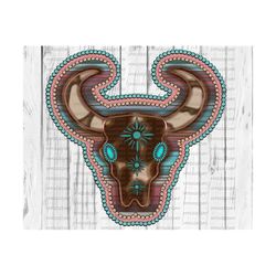 Bull Skull Png, Sublimate Download, cow skull, bull, country, leopard, cheetah, serape, turquoise, gemstone, dusty, rodeo,