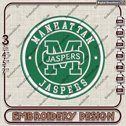 ncaa logo embroidery files, ncaa manhattan jaspers embroidery designs, manhattan jaspers machine embroidery design