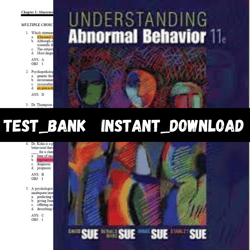 Test Bank for Understanding Abnormal Behavior 10th Edition Sue PDF | Instant Download | All Chapters Included