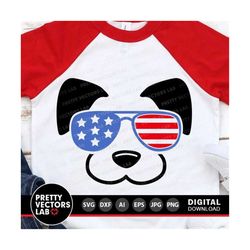 Patriotic Dog Svg, 4th of July Cut Files, Puppy Face Svg, Dog with Sunglasses Svg Dxf Eps Png, USA Shirt Design, Kids Sv