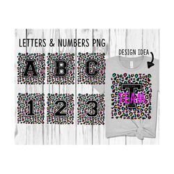 Neon leopard Letters and Numbers PNG, Download, Sports, Blank, Varsity, School, Alphabet, Team Number, Mascot, 90s, Letters for sublimation,