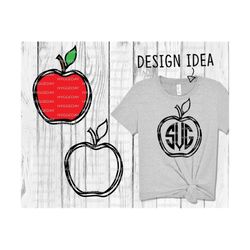 Doodle Apple Svg Dxf Png, cut file, Teach Love Inspire, teacher, Hand drawn, files for: Cricut, silhouette, Sublimate