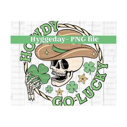 St. Patrick's Day PNG, Digital Download, Sublimate, Sublimation, howdy, western, country, cowboy, retro, vintage, clover, skull, skellie,