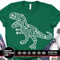 Dinosaur Christmas Svg, Christmas Dino Cut Files, Dinosaur Svg Dxf Eps Png, Kids Shirt Design, Baby Clipart, Sublimation